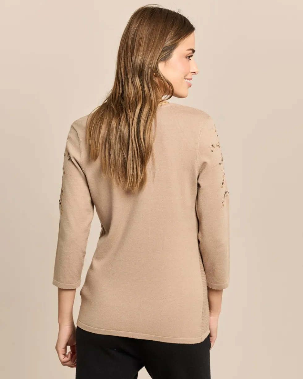 Pullover mit Blumenstickerei