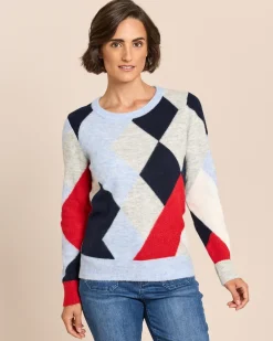 Pullover mit Colourblocking Rauten