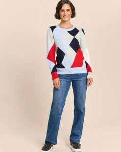 Pullover mit Colourblocking Rauten