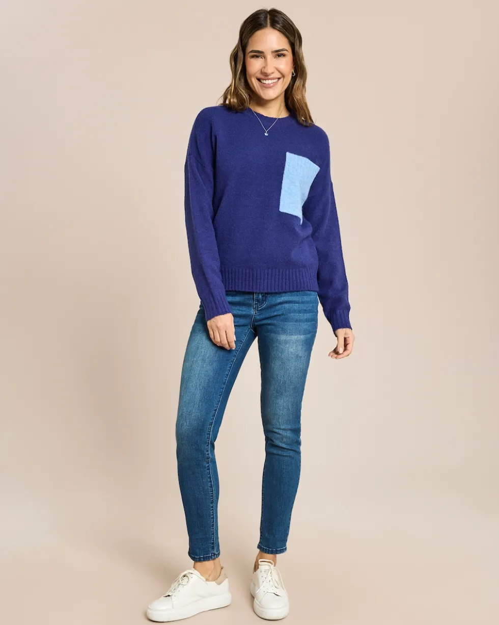 Pullover mit farbiger Brusttasche