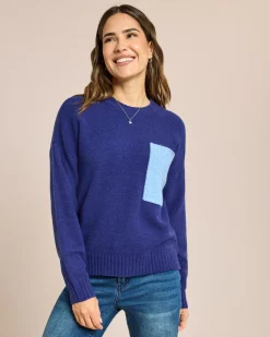 Pullover mit farbiger Brusttasche