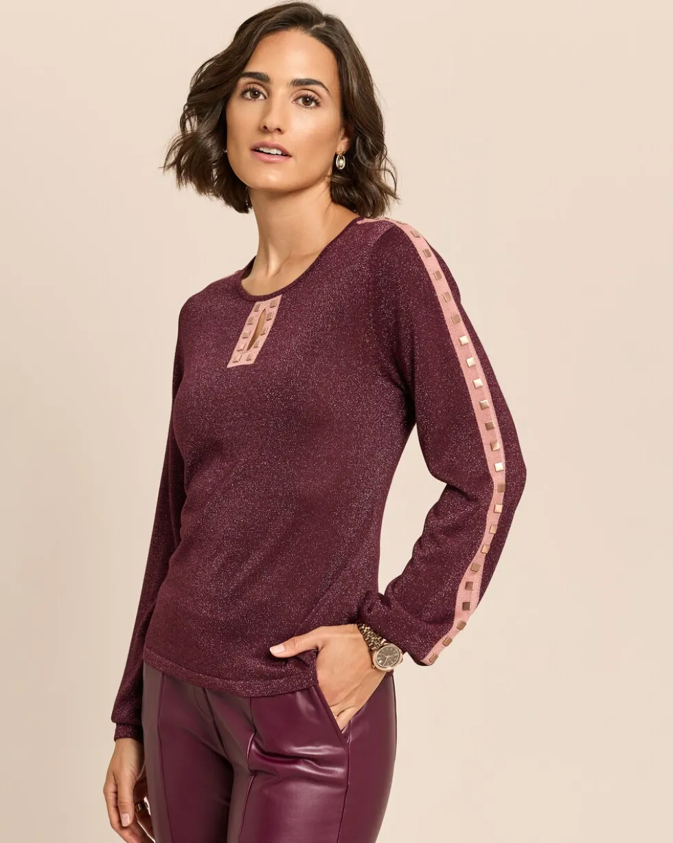 Pullover mit Glanzgarn und Nieten