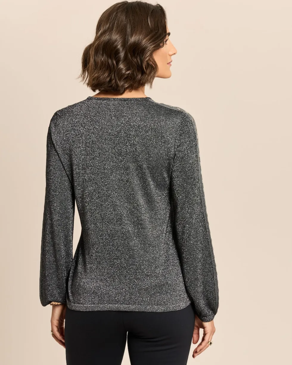 Pullover mit Glanzgarn und Nieten