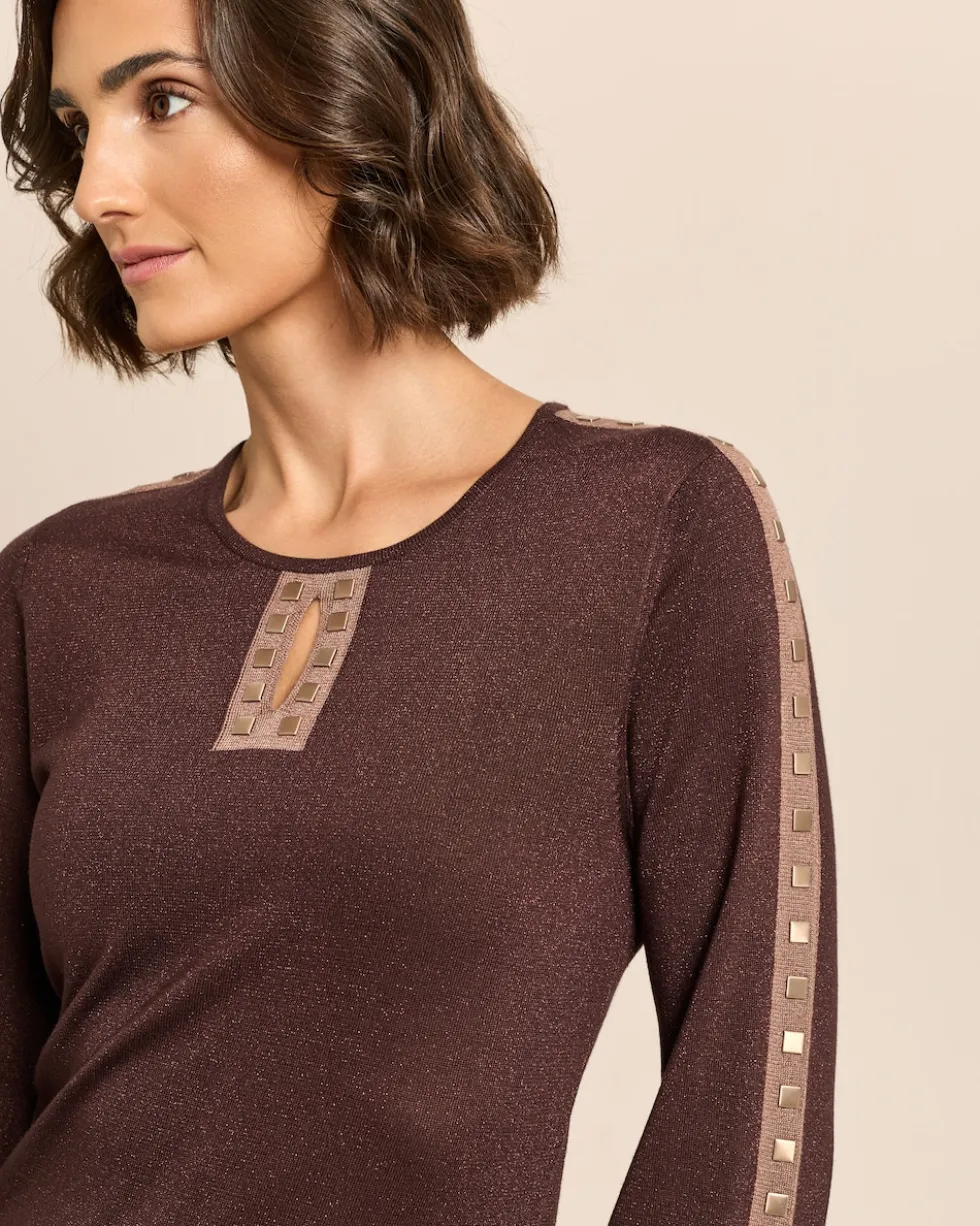 Pullover mit Glanzgarn und Nieten