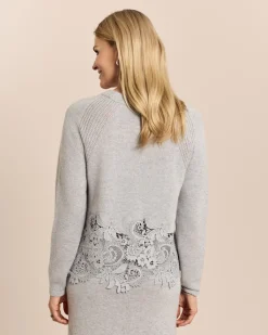 Pullover mit Kaschmir und Spitze