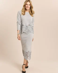 Pullover mit Kaschmir und Spitze