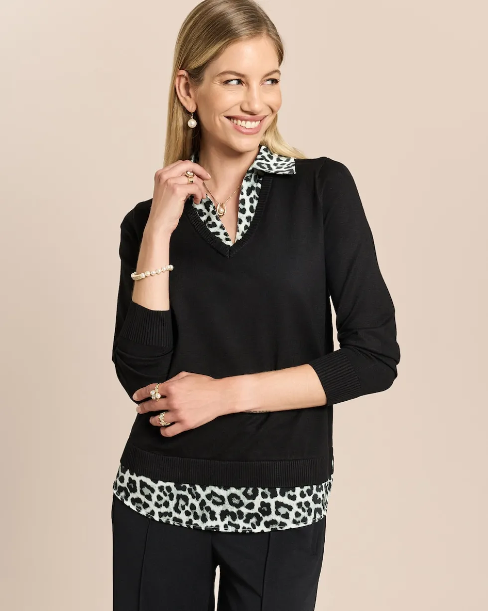 Pullover mit Leo-Bluse