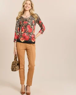 Pullover mit Leo-/Rosenprint und Strass