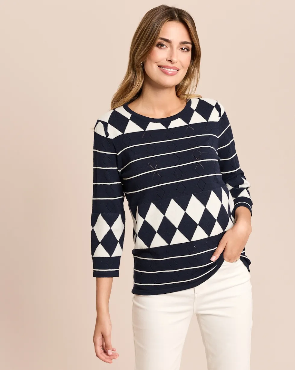 Pullover mit Raute-Ajour-Muster