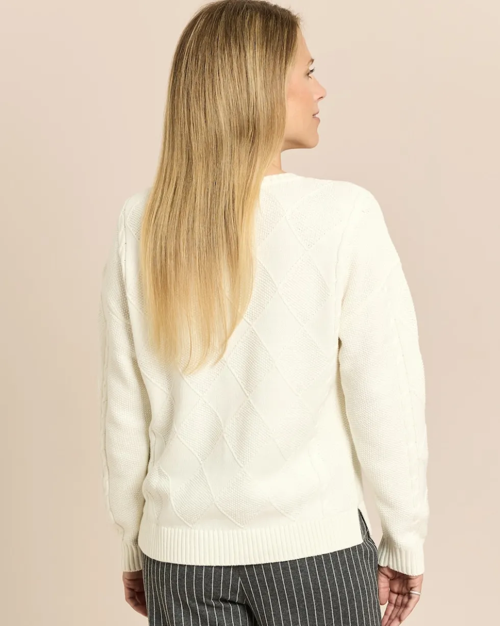 Pullover mit Rauten-Zopf-Muster