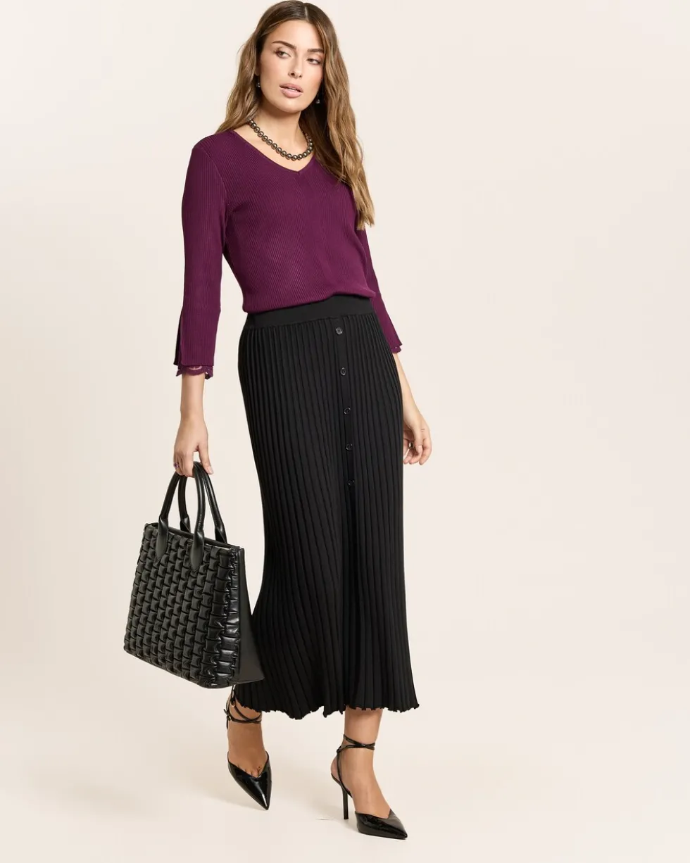 Pullover mit Spitzenbesatz
