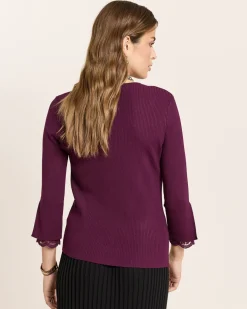 Pullover mit Spitzenbesatz