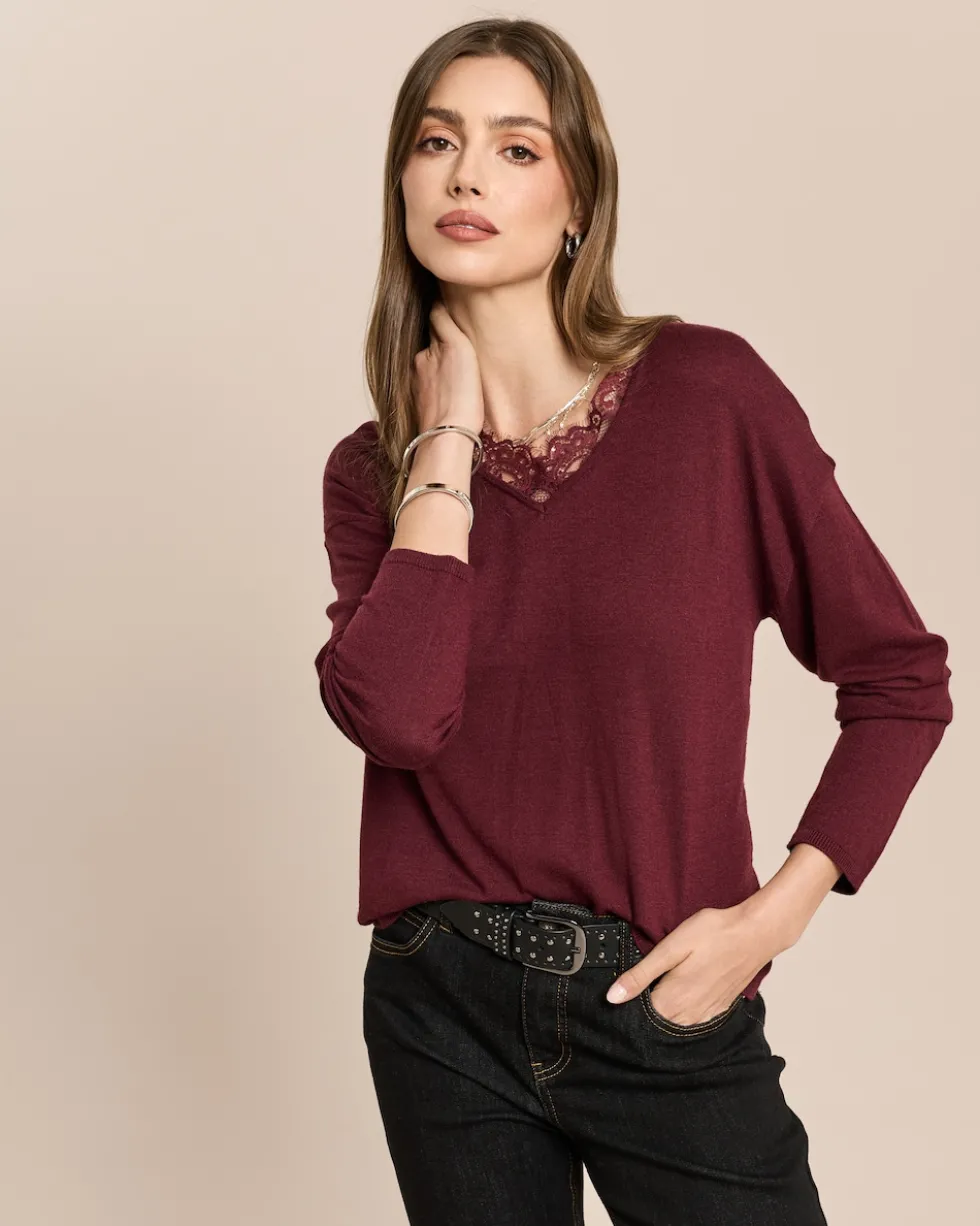 Pullover mit Spitze und Cashmere