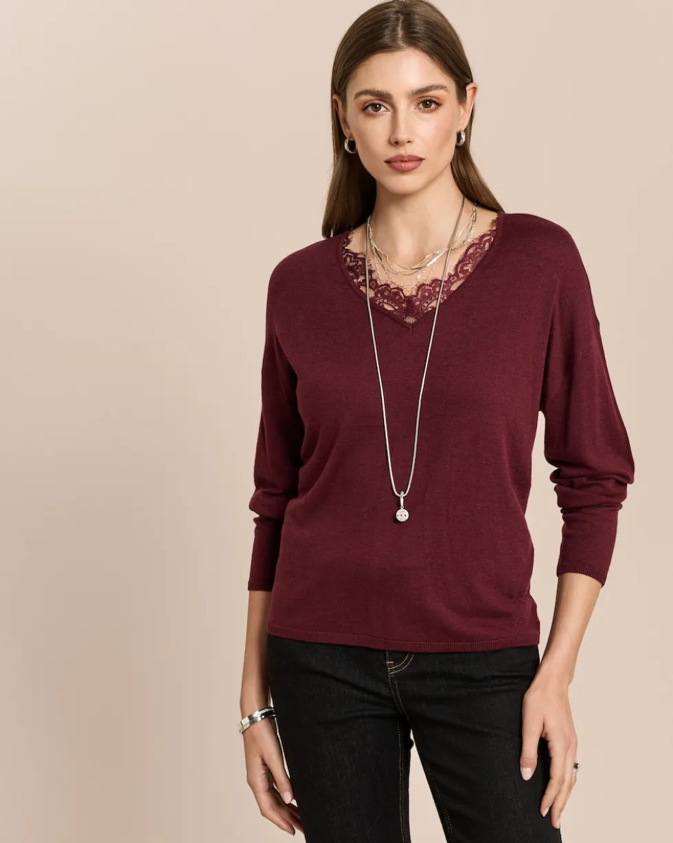 Pullover mit Spitze und Cashmere