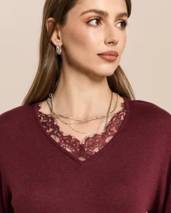 Pullover mit Spitze und Cashmere
