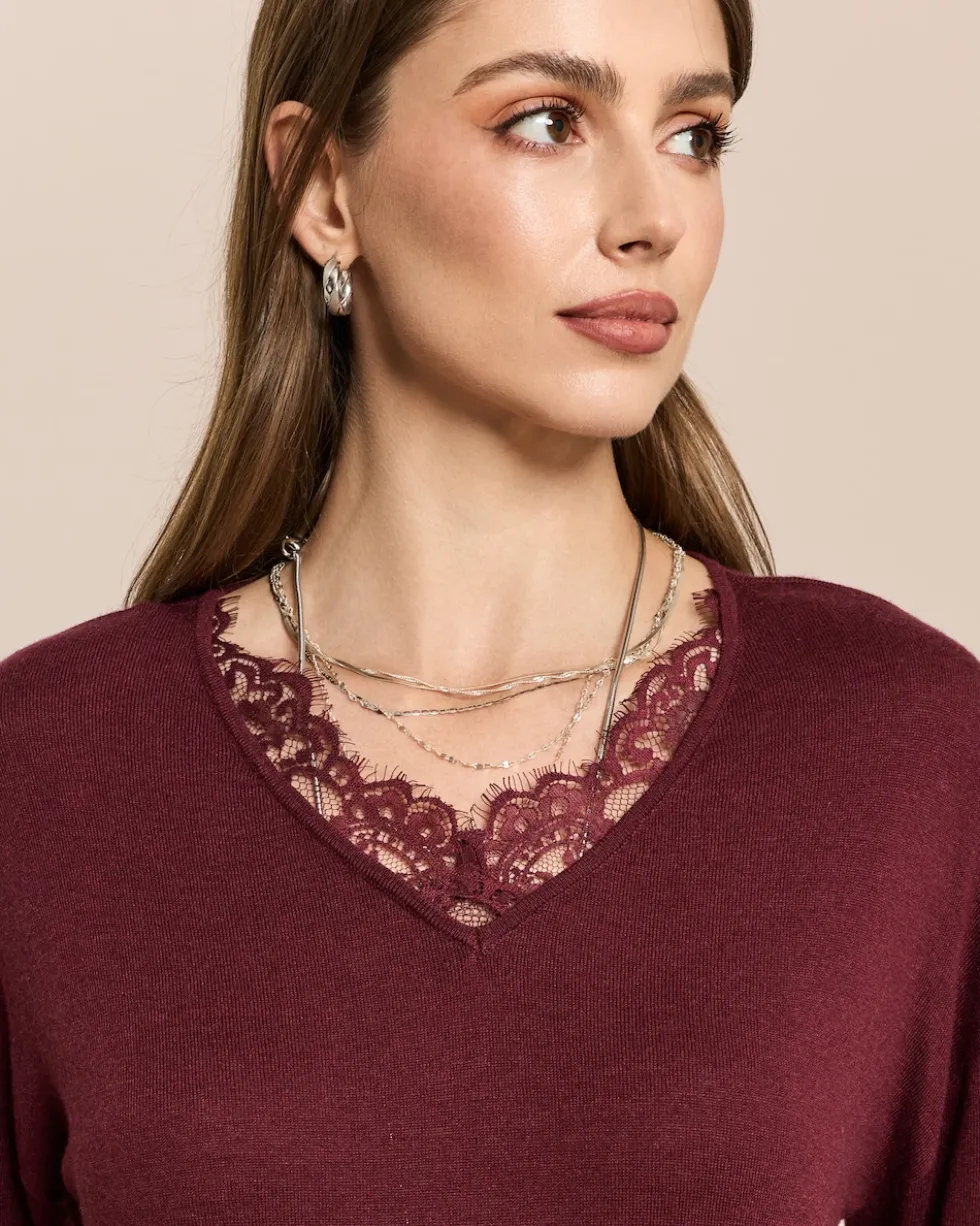 Pullover mit Spitze und Cashmere