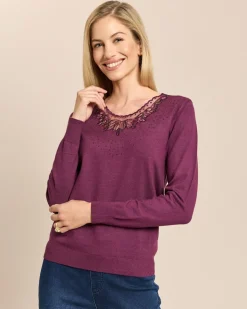 Pullover mit Spitze und Strass