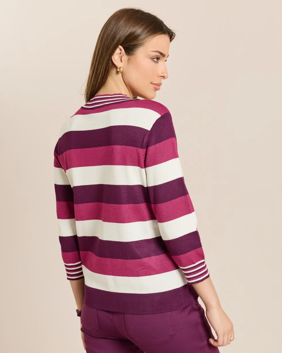Pullover mit Stehkragen geringelt