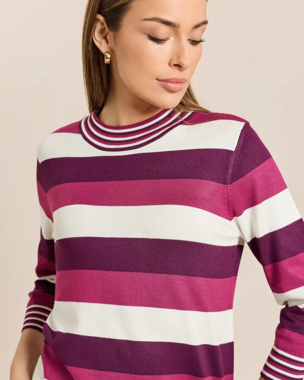 Pullover mit Stehkragen geringelt
