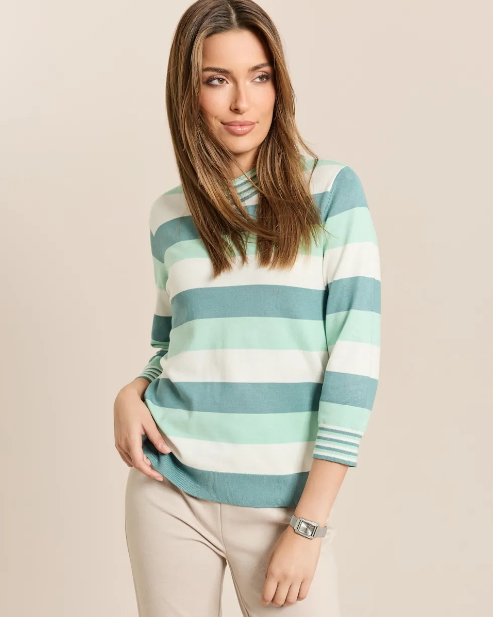 Pullover mit Stehkragen geringelt