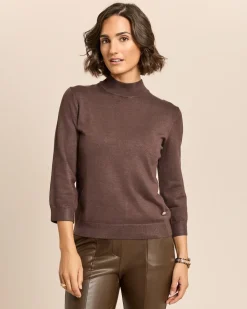 Pullover mit Stehkragen und 3/4 Arm