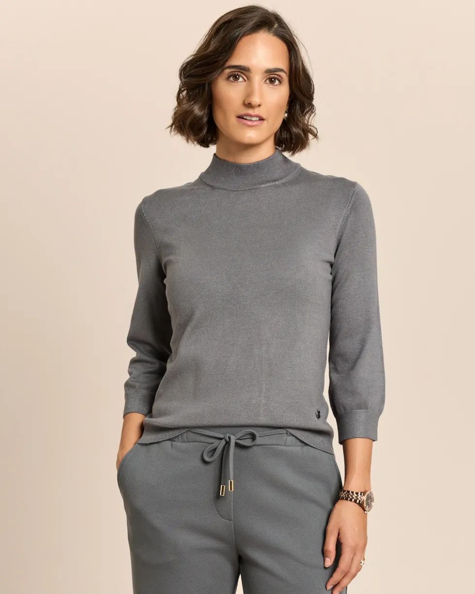 Pullover mit Stehkragen und 3/4 Arm