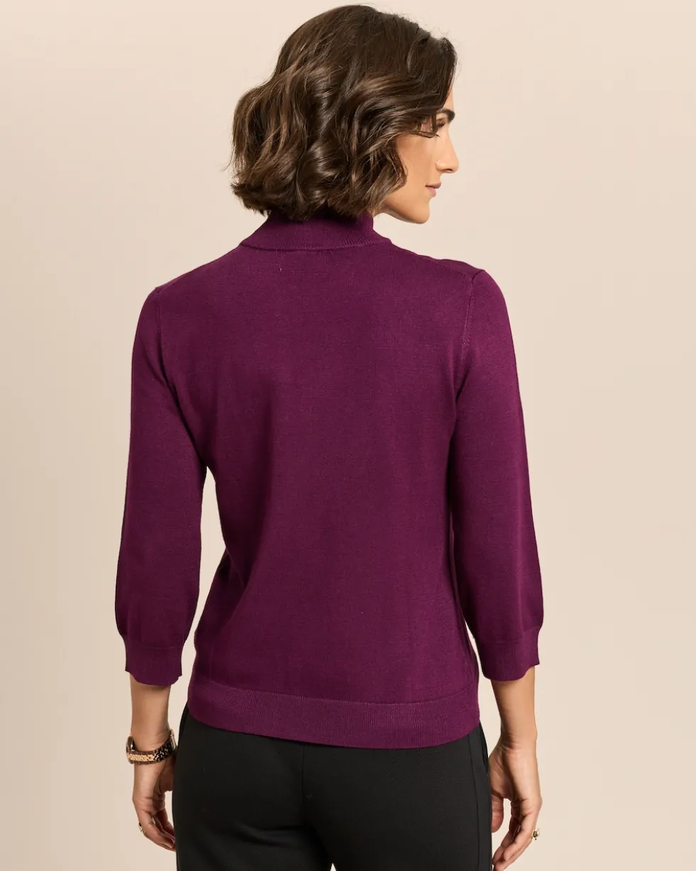 Pullover mit Stehkragen und 3/4 Arm