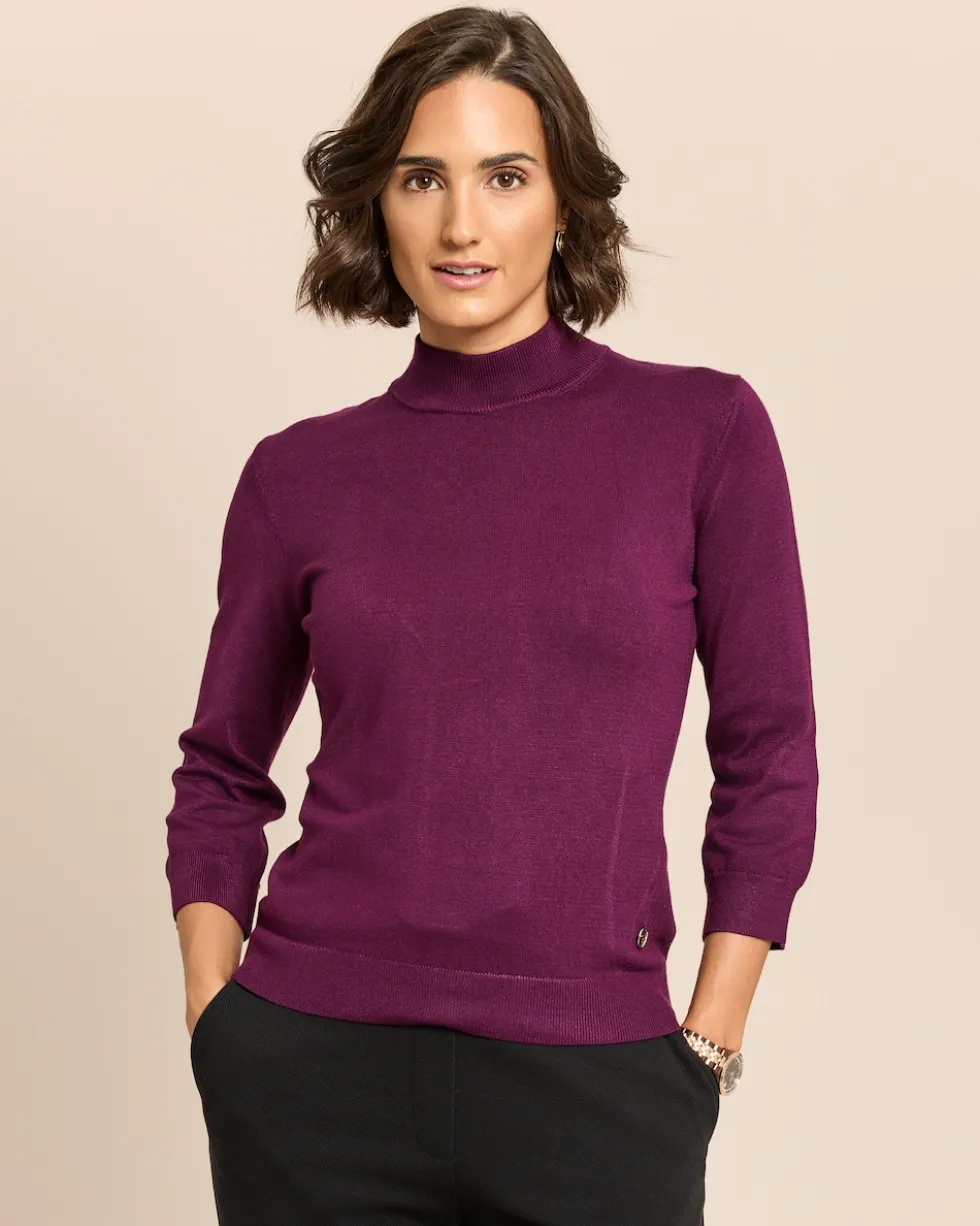 Pullover mit Stehkragen und 3/4 Arm