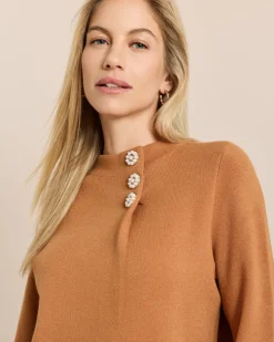 Pullover mit Stehkragen und Knöpfen