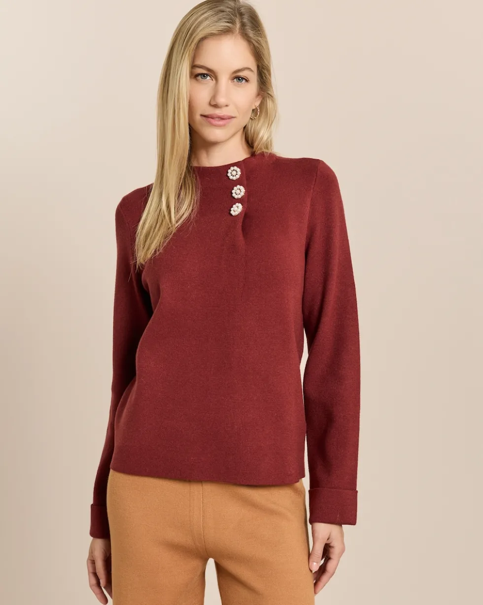 Pullover mit Stehkragen und Knöpfen