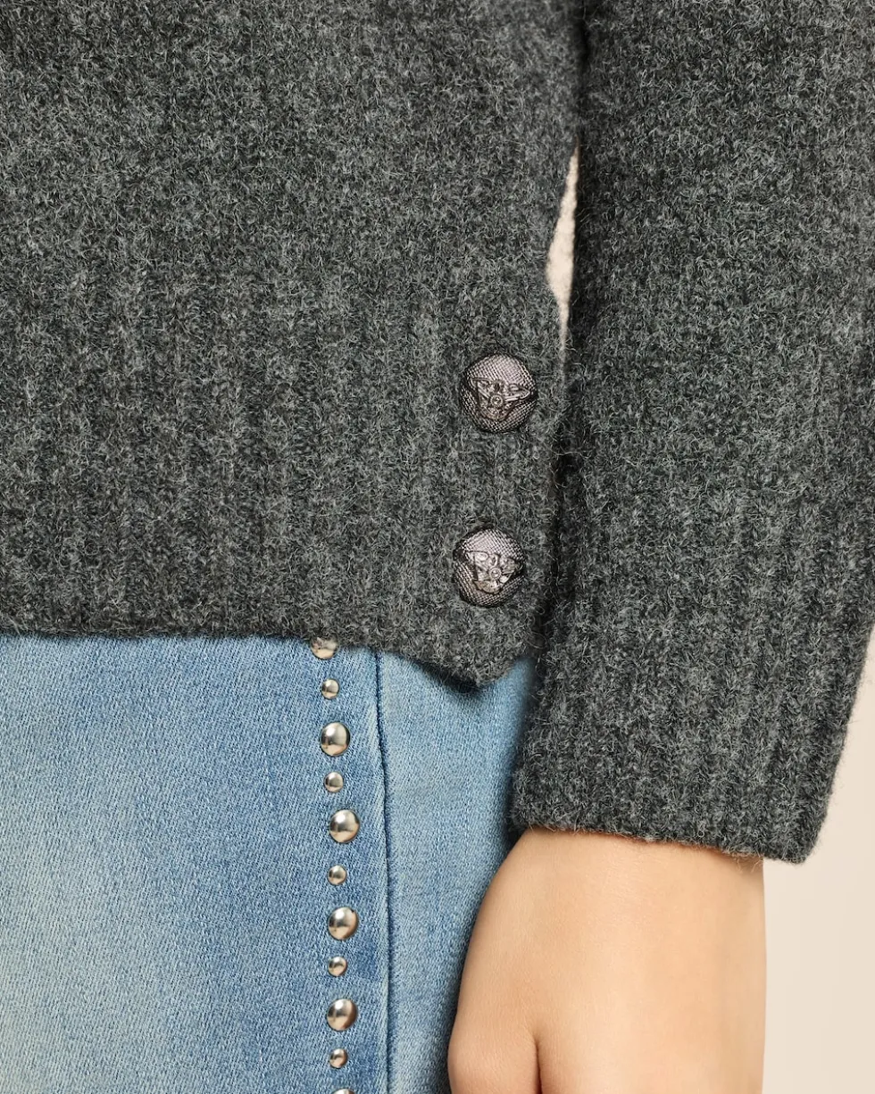 Pullover mit Stehkragen und Knöpfen
