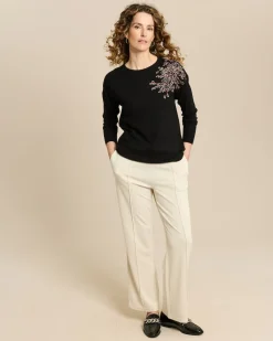Pullover mit Stickerei und Pailletten