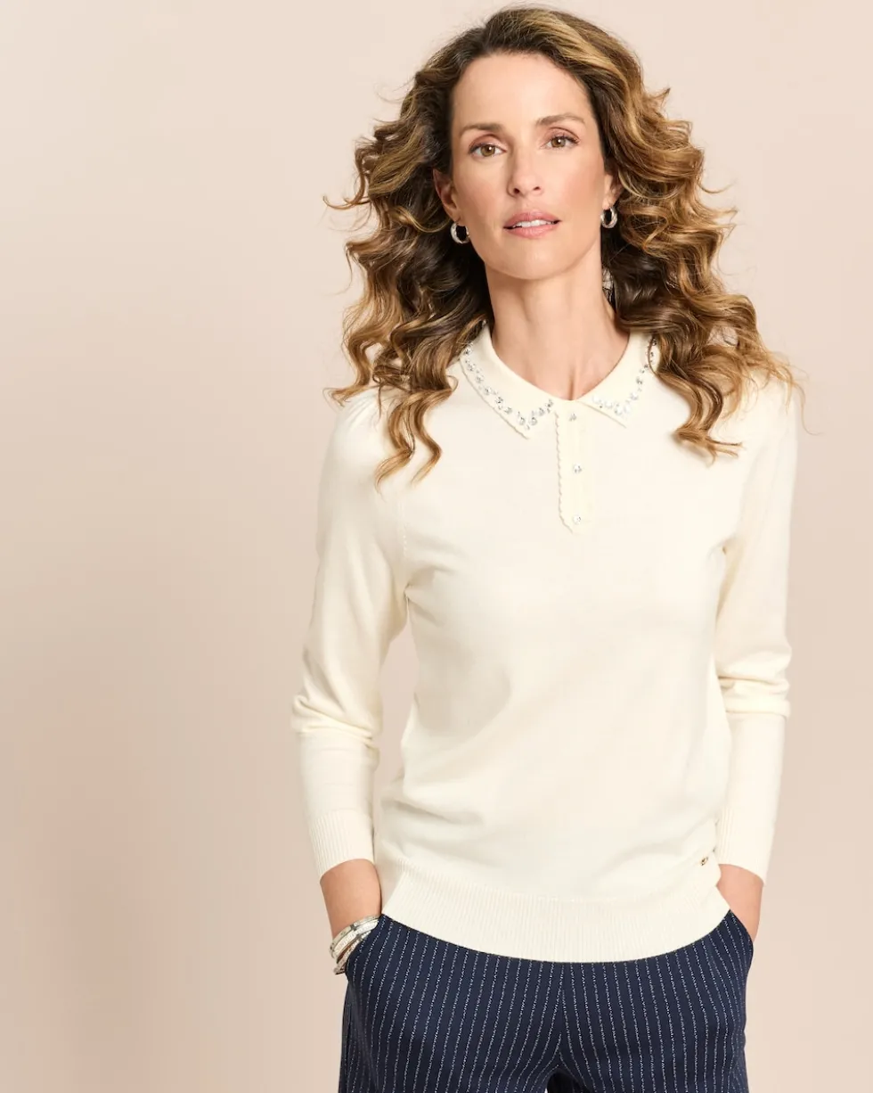 Pullover mit verziertem Kragen