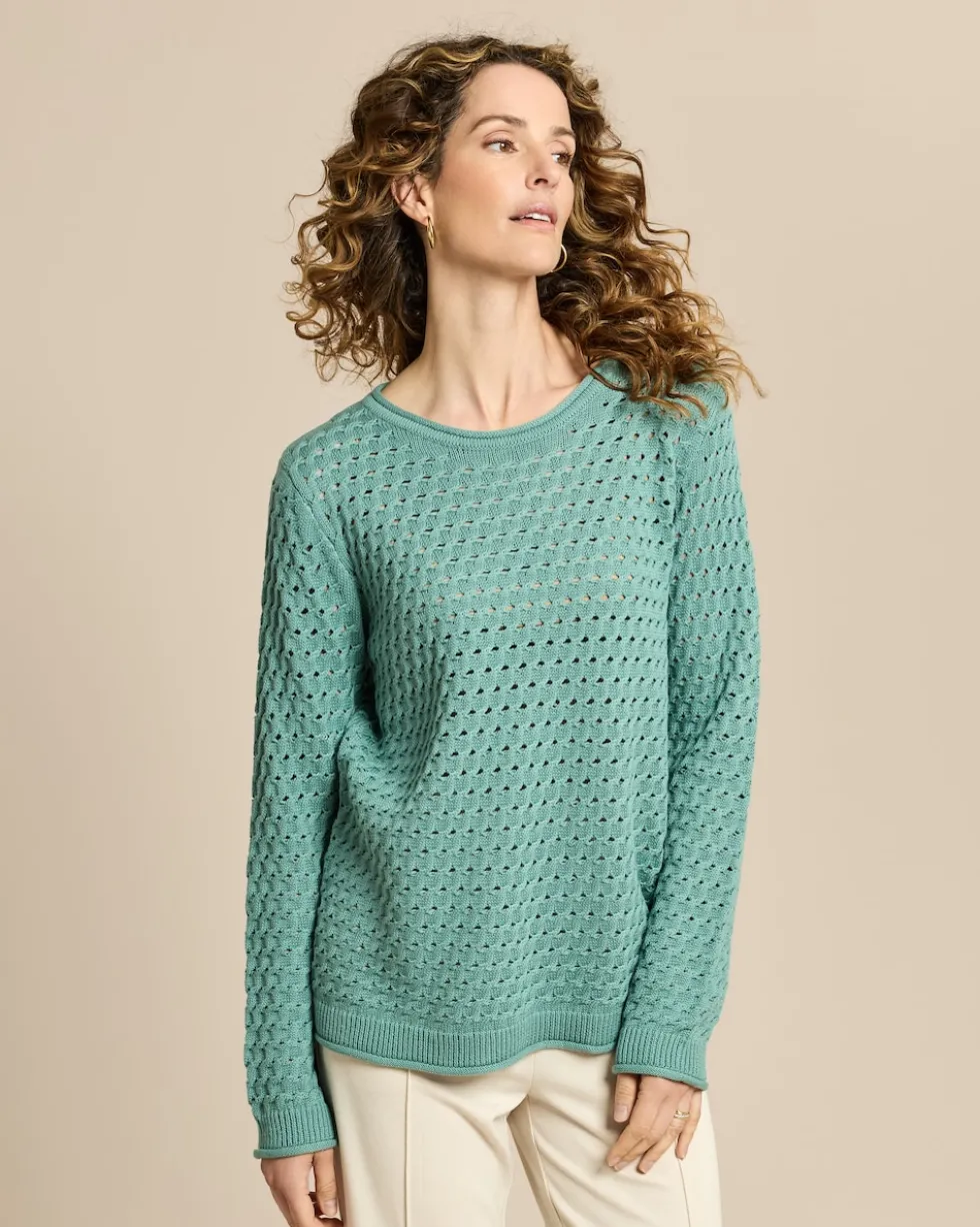 Pullover mit Zopf-Ajour-Muster