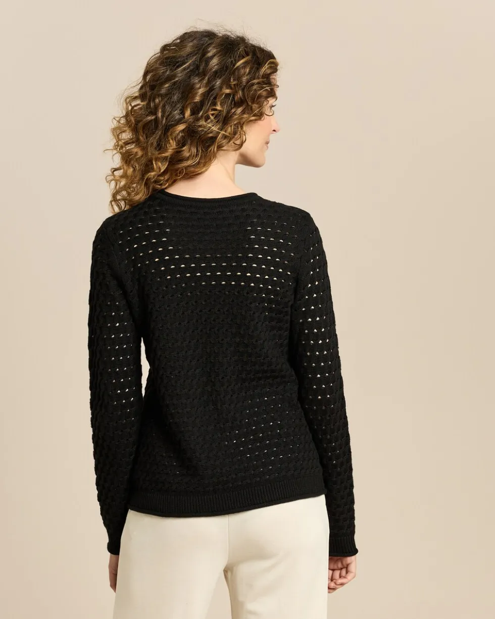 Pullover mit Zopf-Ajour-Muster