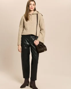 Relaxed-fit Hose aus veganem Leder
