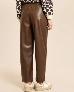 Relaxed Fit Hose aus veganem Leder