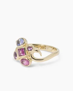 Ring mit Amethyst, Rhodolith & Tansanit