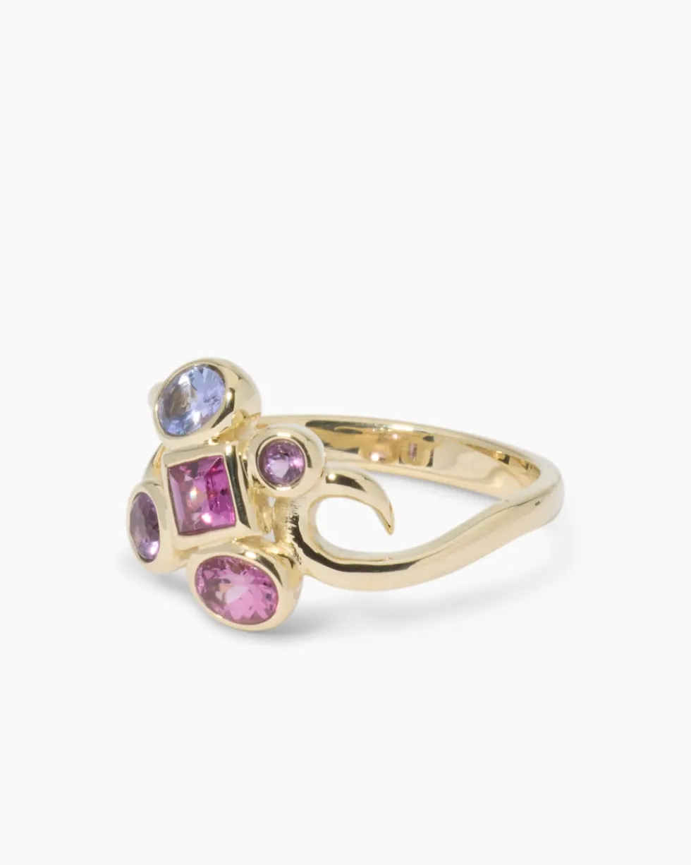 Ring mit Amethyst, Rhodolith & Tansanit
