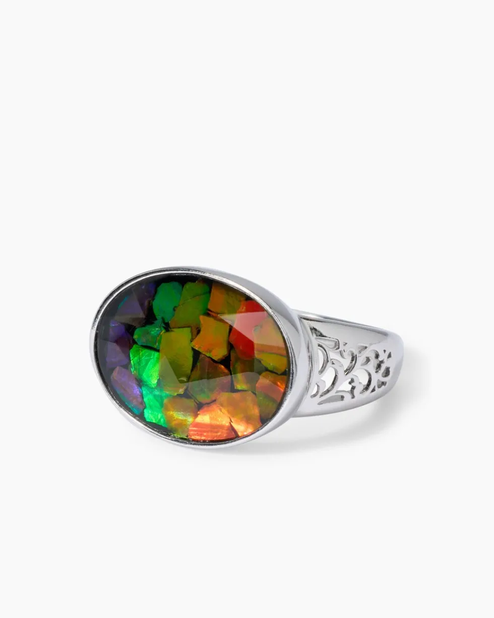 Ring mit Ammolit-Mosaik-Triplette