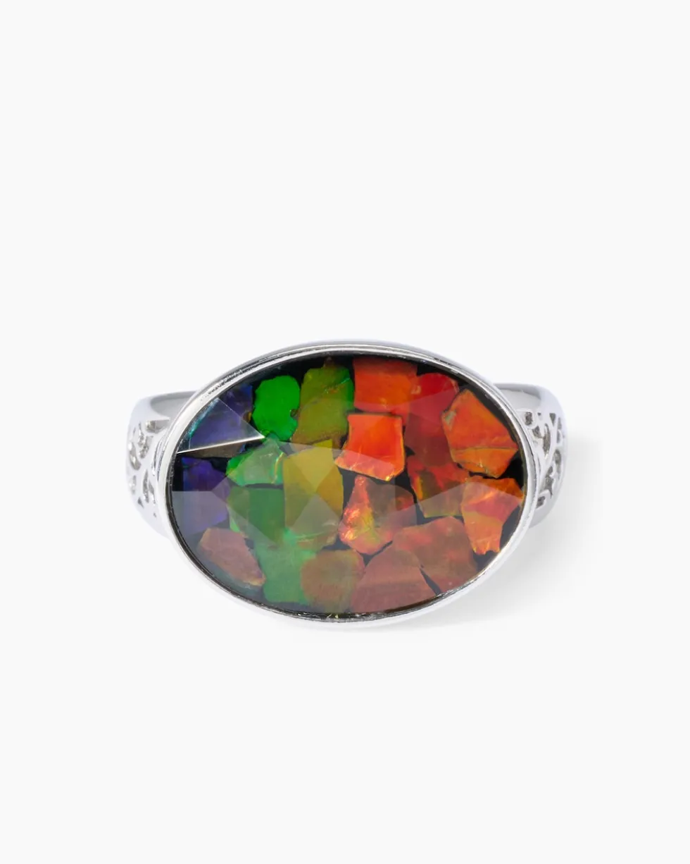 Ring mit Ammolit-Mosaik-Triplette