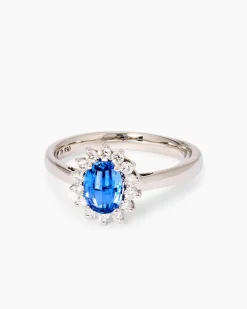 Ring mit Ceylon Saphir & Diamanten