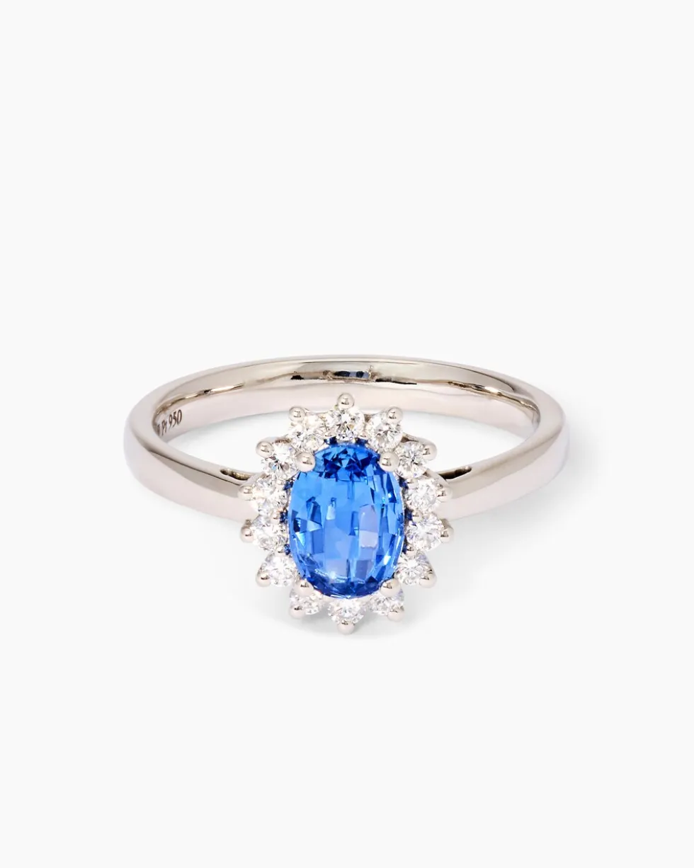 Ring mit Ceylon Saphir & Diamanten