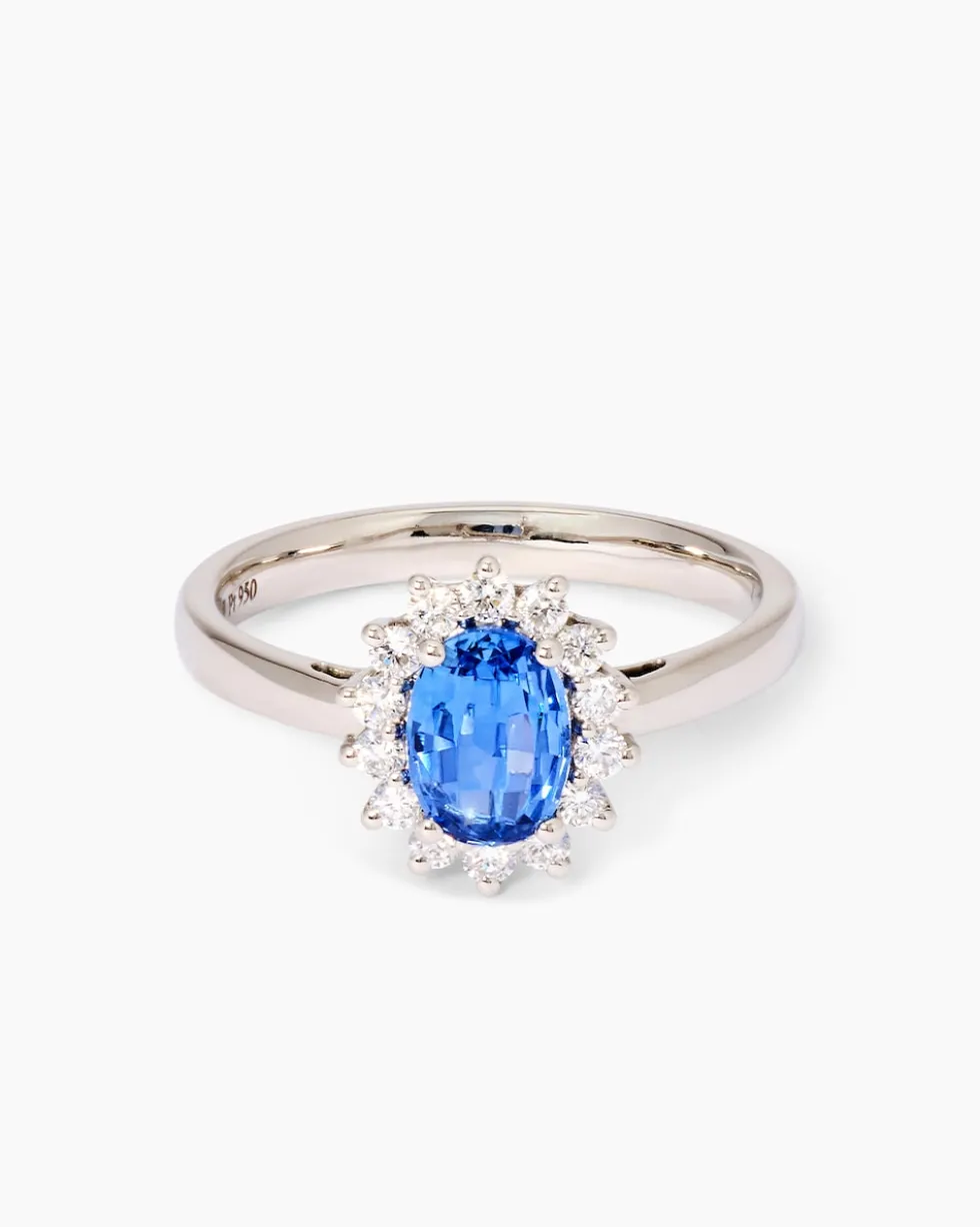 Ring mit Ceylon Saphir & Diamanten