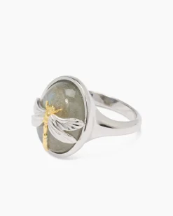 Ring mit Labradorit und Libelle