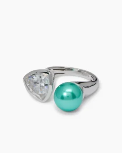 Ring mit Muschelkernperle 10 mm & Zirkonia