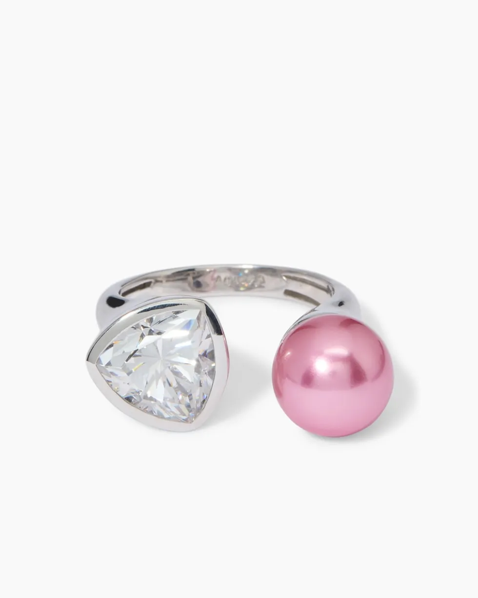 Ring mit Muschelkernperle 10 mm & Zirkonia