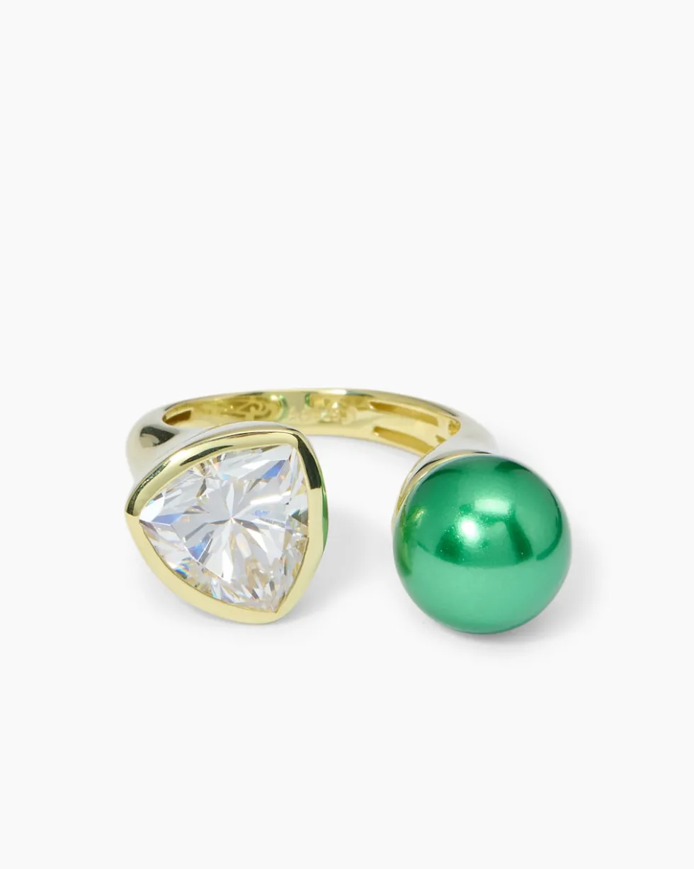 Ring mit Muschelkernperle 10 mm & Zirkonia