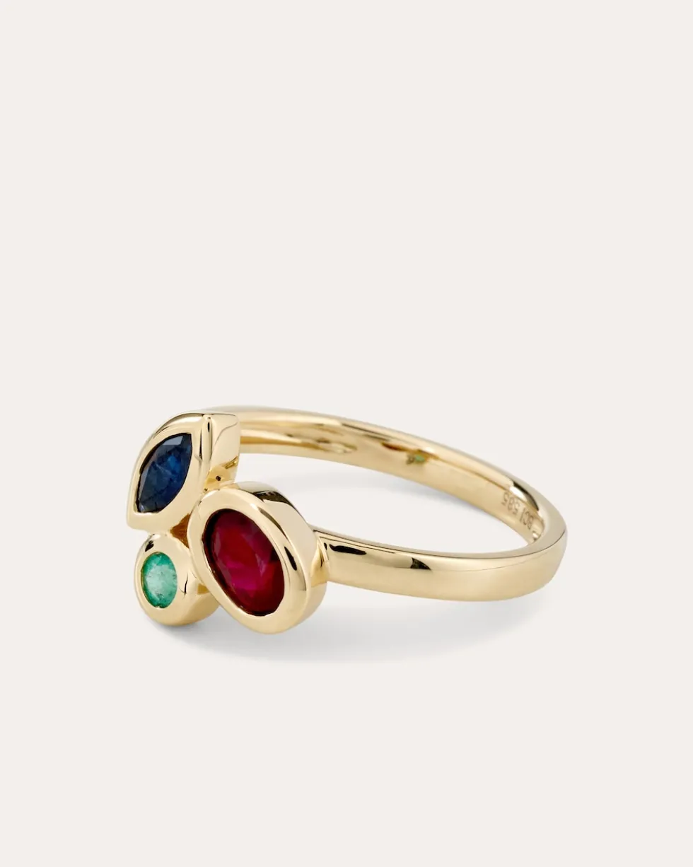 Ring mit Rubin, Saphir & Smaragd