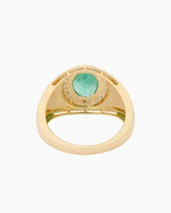 Ring mit Sambia Smaragd + Brillanten